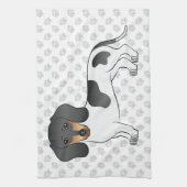 Black and Tan Piebald Short Hair Dachshund & Paws Theedoek (Verticaal)