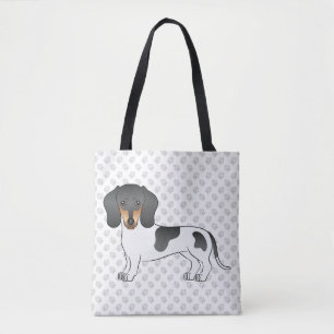 Black and Tan Piebald Short Hair Dachshund & Paws Tote Bag