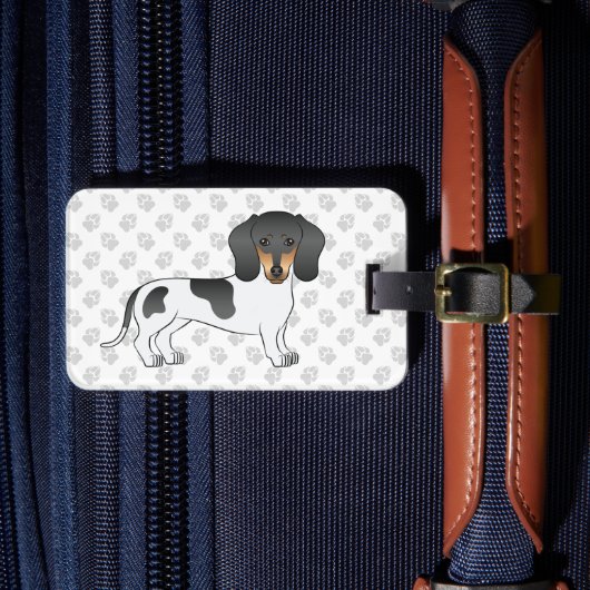 Black and Tan Piebald Short Hair Dachshund & Text Bagagelabel (Voorkant Insitu 4)