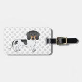 Black and Tan Piebald Short Hair Dachshund & Text Bagagelabel (Voorkant horizontaal)