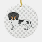 Black and Tan Piebald Short Hair Dachshund & Text Keramisch Ornament (Voorkant)
