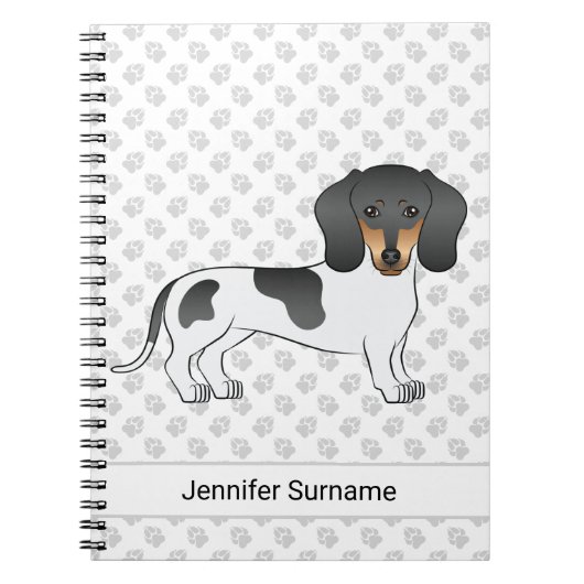 Black and Tan Piebald Short Hair Dachshund & Text Notitieboek (Voorkant)