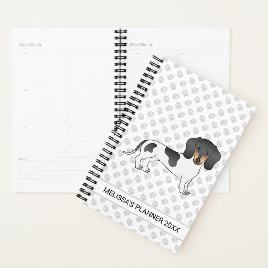 Black and Tan Piebald Short Hair Dachshund & Text Planner (Display)