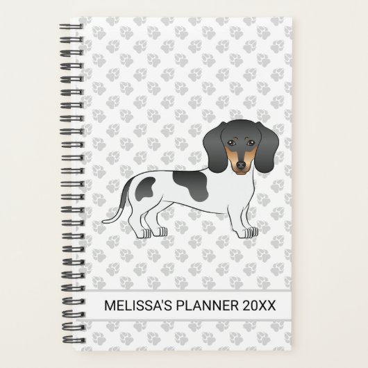 Black and Tan Piebald Short Hair Dachshund & Text Planner (Voorkant)