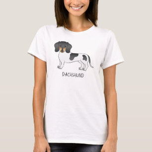 Black and Tan Piebald Short Hair Dachshund & Text T-shirt