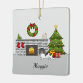 Black and Tan Pied Long Hair Dachshund Kerstmis Keramisch Ornament (Links)