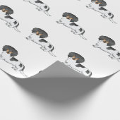 Black and Tan Pied Long Hair Dachshund Pattern Cadeaupapier (Hoek)