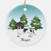 Black and Tan Pied Short Hair Dachshund in Winter Keramisch Ornament (Achterkant)