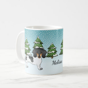 Black and Tan Pied Short Hair Dachshund in Winter Koffiemok