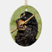 Black and Tan Playful Cocker Spaniel Puppy Dog Keramisch Ornament (Rechts)