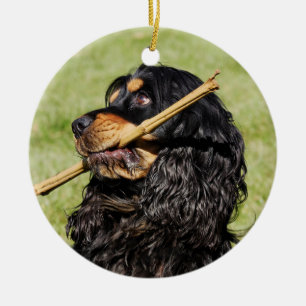 Black and Tan Playful Cocker Spaniel Puppy Dog Keramisch Ornament