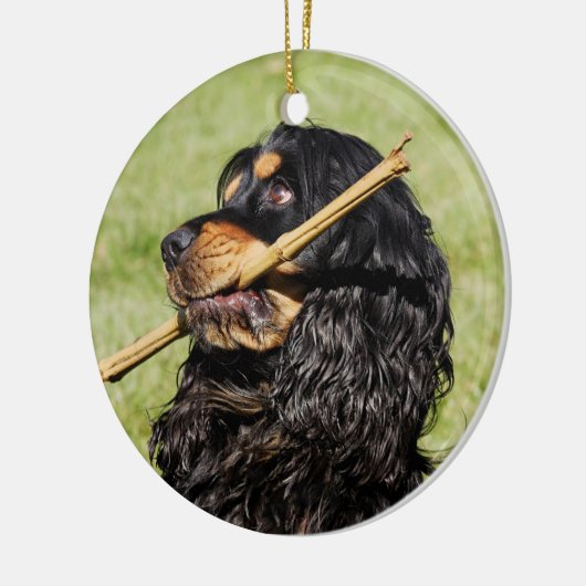 Black and Tan Playful Cocker Spaniel Puppy Dog Keramisch Ornament (Links)