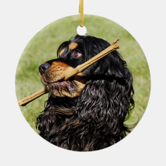 Black and Tan Playful Cocker Spaniel Puppy Dog Keramisch Ornament (Achterkant)