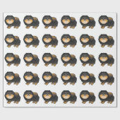 Black and Tan Pomeranian Cute Cartoon Dog Pattern Cadeaupapier (Vlak)