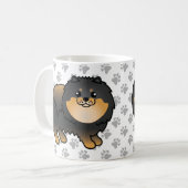 Black and Tan Pomeranian Cute Dog & Paws Koffiemok (Voorkant links)