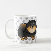 Black and Tan Pomeranian Cute Dog & Paws Koffiemok (Links)