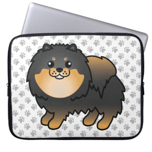 Black and Tan Pomeranian Cute Dog & Paws Laptop Sleeve