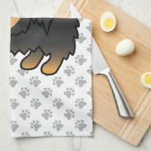 Black and Tan Pomeranian Cute Dog & Paws Theedoek (Quarter Fold)