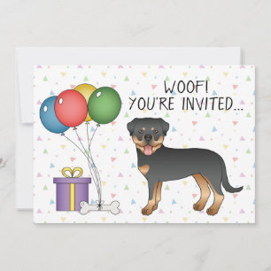 Black and Tan Rottweiler Cartoon Dog - Birthday Kaart