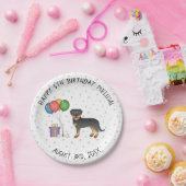 Black and Tan Rottweiler Cartoon Dog - Birthday Papieren Bordje (Feest)