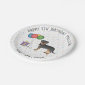 Black and Tan Rottweiler Cartoon Dog - Birthday Papieren Bordje (Gekanteld)