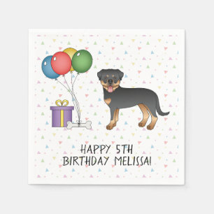 Black and Tan Rottweiler Cartoon Dog - Birthday Servet