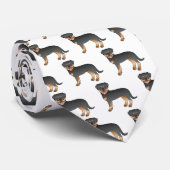 Black and Tan Rottweiler Cute Cartoon Dog Patroon Stropdas (Opgerold)