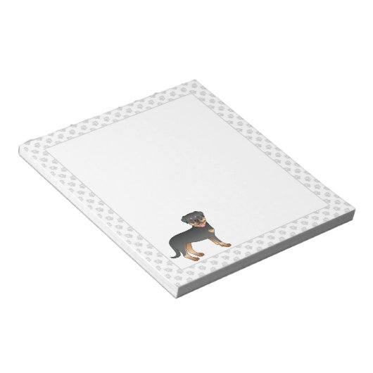 Black and Tan Rottweiler Cute Dog and Paws Notitieblok (Schuin)