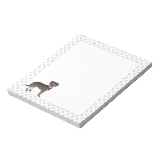 Black and Tan Rottweiler Cute Dog and Paws Notitieblok (Linkerzijde)