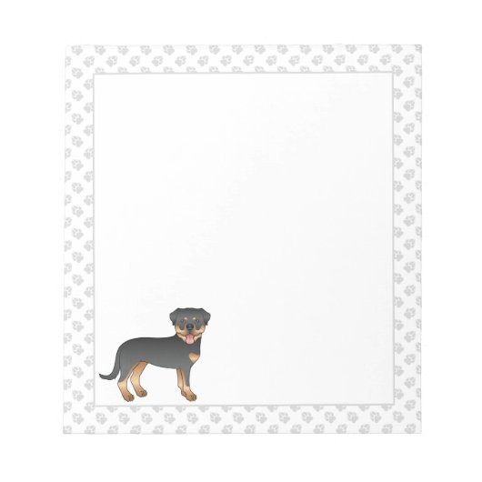 Black and Tan Rottweiler Cute Dog and Paws Notitieblok (Voorkant)