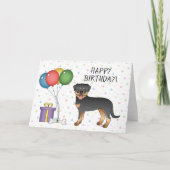 Black and Tan Rottweiler Cute Dog - Happy Birthday Kaart (Voorkant)