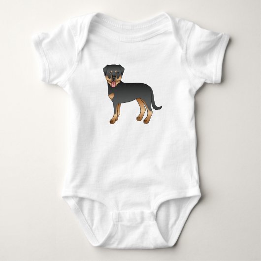 Black and Tan Rottweiler Cute Dog Romper (Voorkant)