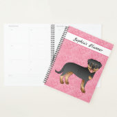 Black and Tan Rottweiler on roze harten & tekst Planner (Display)