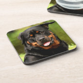 Black and Tan Rottweiler Puppy Dog Bier Onderzetter (Linkerzijde)