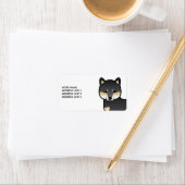 Black and Tan Shiba Inu Cartoon Dog & Custom Text Etiket (Insitu)
