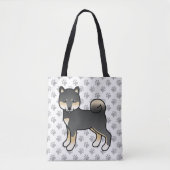 Black and Tan Shiba Inu Cartoon Dog & Paws Tote Bag (Voorkant)