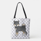 Black and Tan Shiba Inu Cartoon Dog & Paws Tote Bag (Achterkant)
