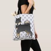 Black and Tan Shiba Inu Cartoon Dog & Paws Tote Bag (Dichtbij)
