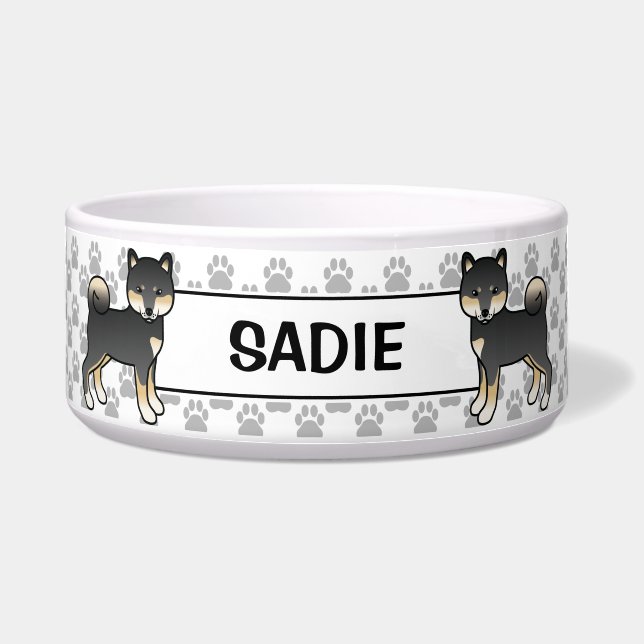 Black and Tan Shiba Inu Cute Dog met de naam Pet Voerbakje (Voorkant)