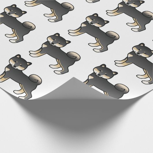 Black and Tan Shiba Inu Cute Dog Patroon Cadeaupapier (Hoek)