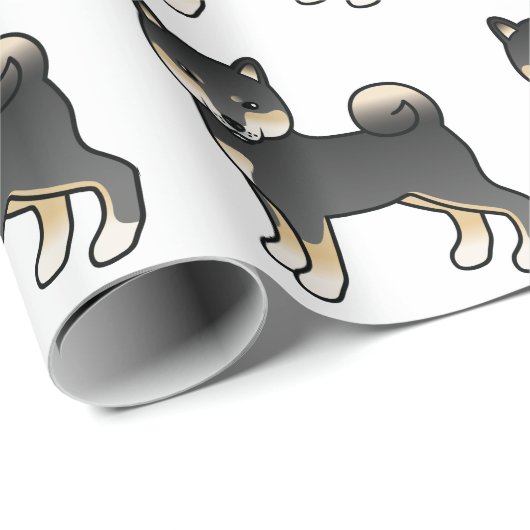 Black and Tan Shiba Inu Cute Dog Patroon Cadeaupapier (Rol Hoek)