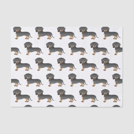 Black and Tan Short Coat Dachshund Dog Pattern Tissuepapier (Voorkant)