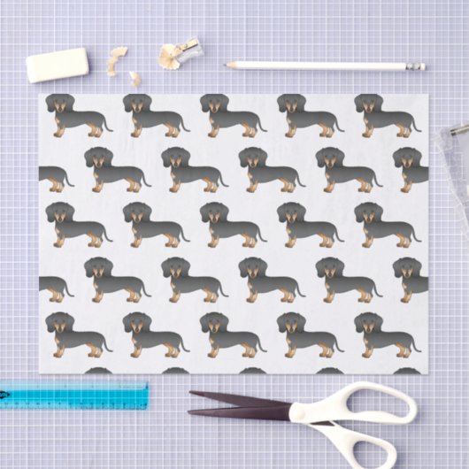 Black and Tan Short Coat Dachshund Dog Pattern Tissuepapier (Craft)