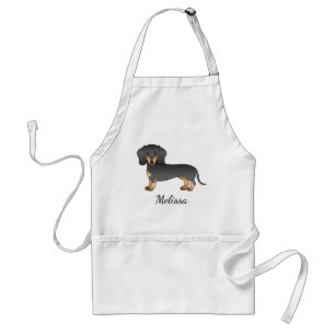 Black and Tan Short Hair Dachshund Cute Dog & Name Standaard Schort