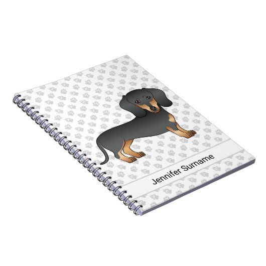 Black and Tan Short Hair Dachshund Cute Dog & Text Notitieboek (Rechterzijde)