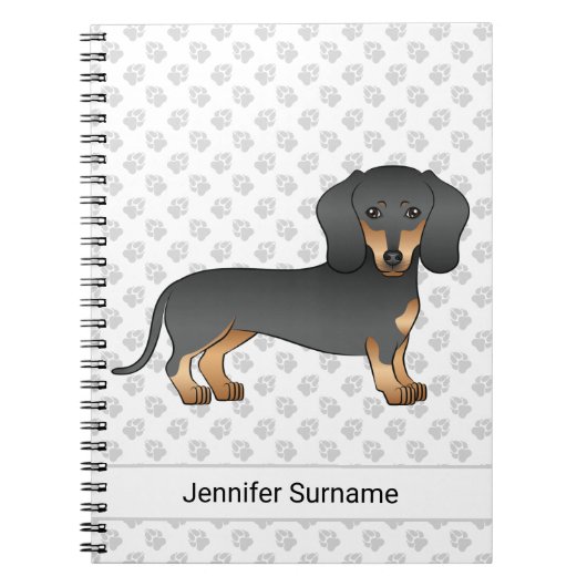Black and Tan Short Hair Dachshund Cute Dog & Text Notitieboek (Voorkant)
