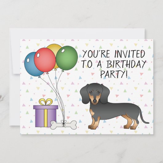 Black and Tan Short Hair Dachshund Dog - Birthday Kaart (Voorkant)