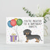 Black and Tan Short Hair Dachshund Dog - Birthday Kaart (Staand voorkant)