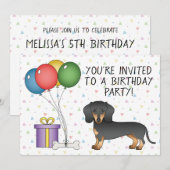 Black and Tan Short Hair Dachshund Dog - Birthday Kaart (Voorkant / Achterkant)
