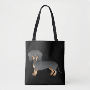 Black and Tan Short Hair Dachshund Dog - Black Tote Bag